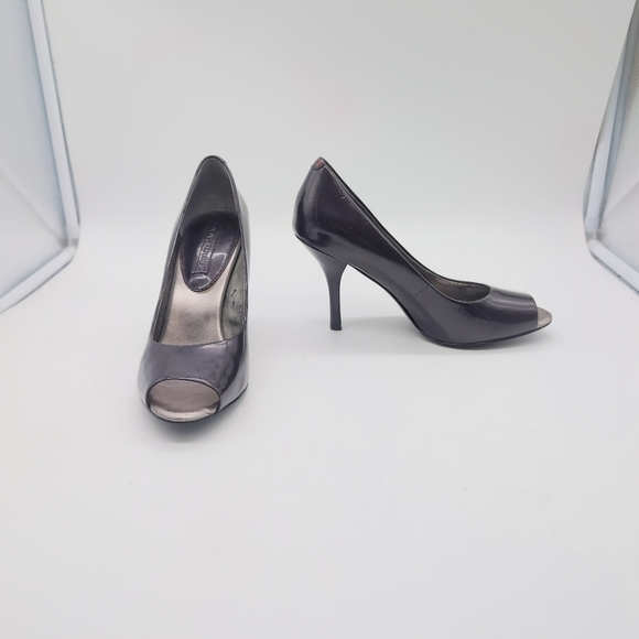 Banana Republic sz 6.5 Maroon Leather Open Toe Pumps Heels - Picture 2 of 11